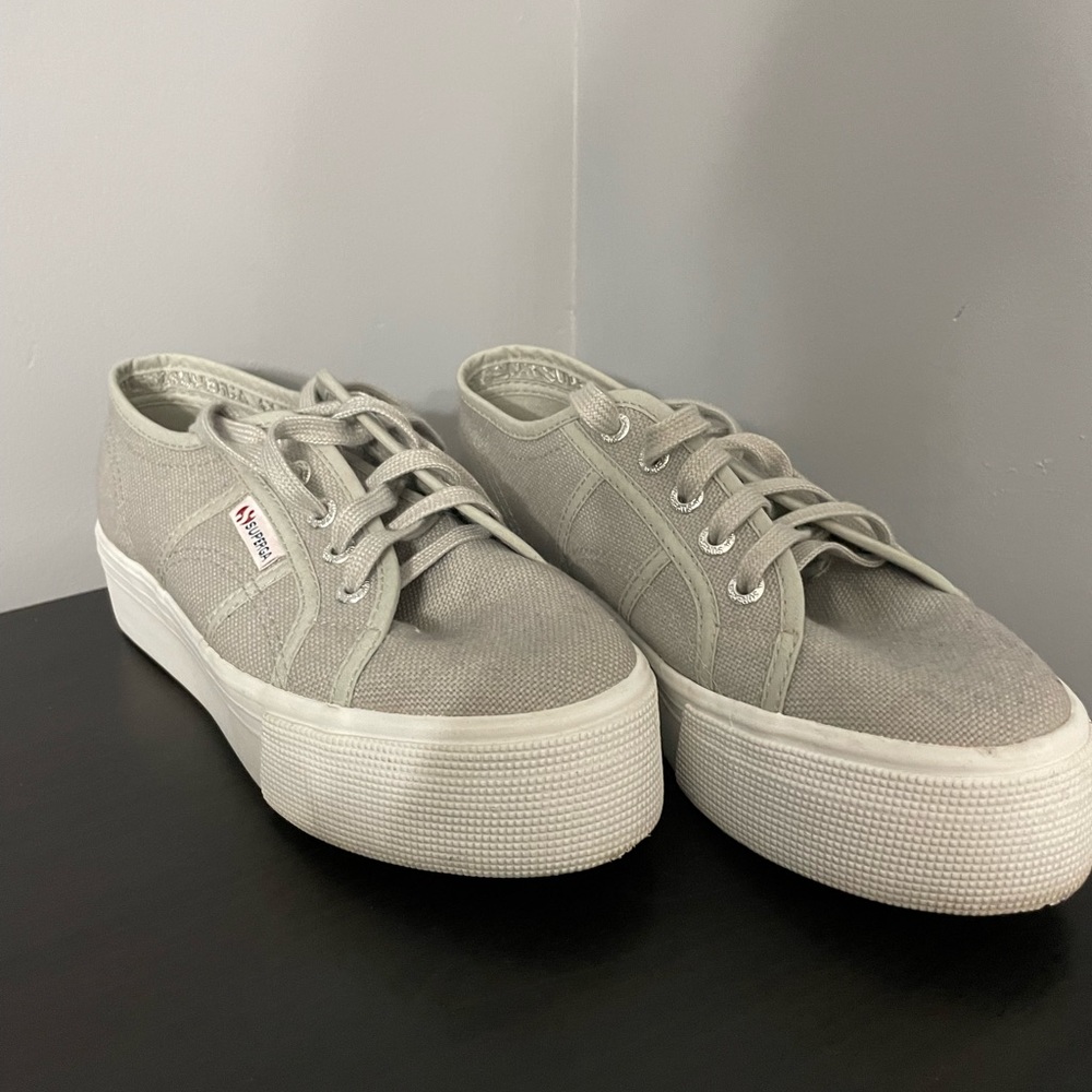Superga grey platforms